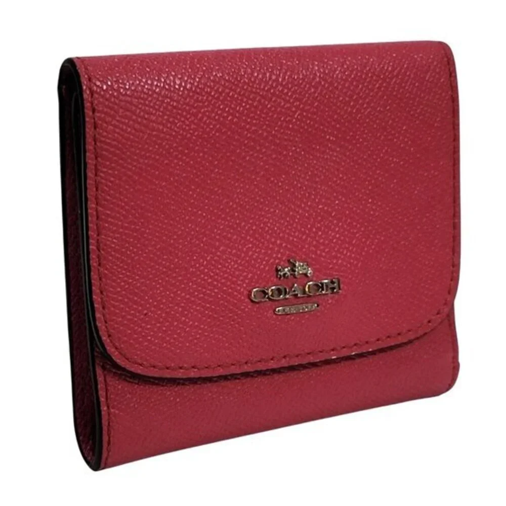 Coach Crossgrain Leather Small Wallet Pink